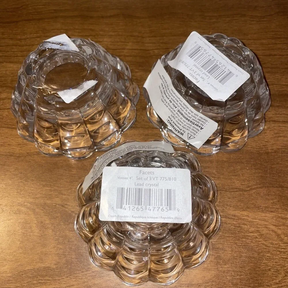Mikasa Votive Candle Holders Celebrations Facets Collection Set Of 3 Open Box